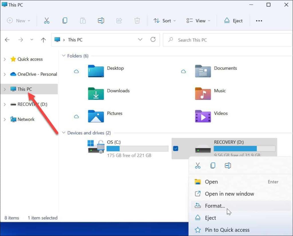 Hur man formaterar en enhet från File Explorer på Windows 11