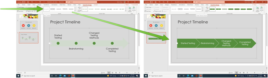 Hvordan lage en Microsoft PowerPoint-tidslinje for å vise datoer