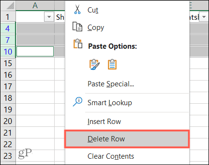 Ako nájsť a odstrániť prázdne riadky v programe Microsoft Excel