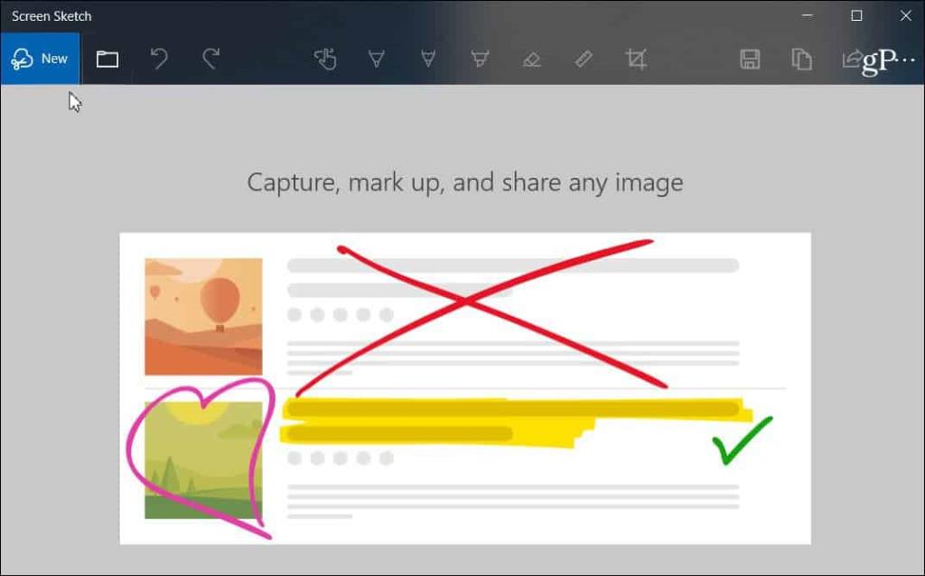 Ta och kommentera skärmdumpar med det nya Snip & Sketch Tool på Windows 10