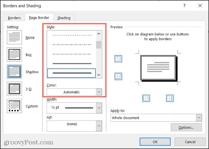 Hvordan legge til kantlinje på en side i Microsoft Word