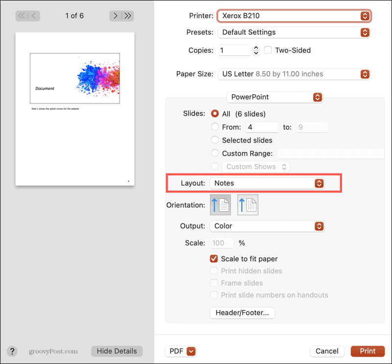 Hur man skriver ut ett PowerPoint-bildspel med och utan anteckningar