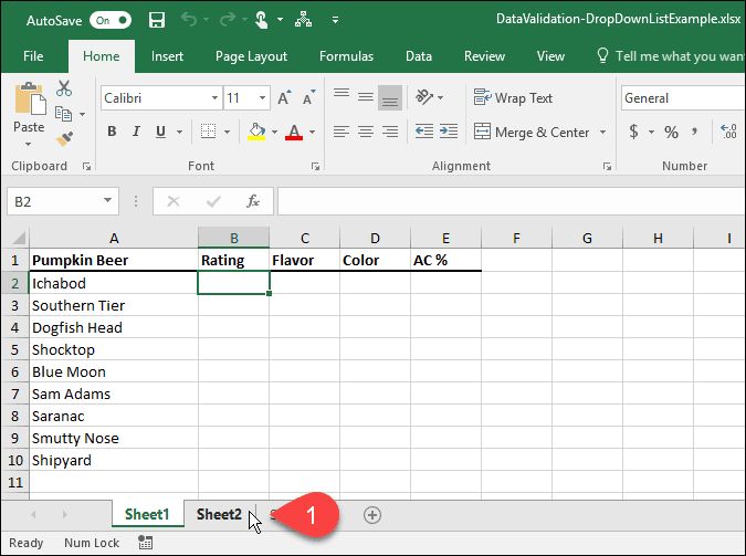 Hvordan lage rullegardinlister ved hjelp av datavalidering i Microsoft Excel