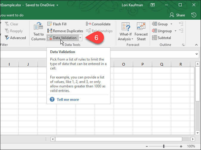 Hvordan lage rullegardinlister ved hjelp av datavalidering i Microsoft Excel