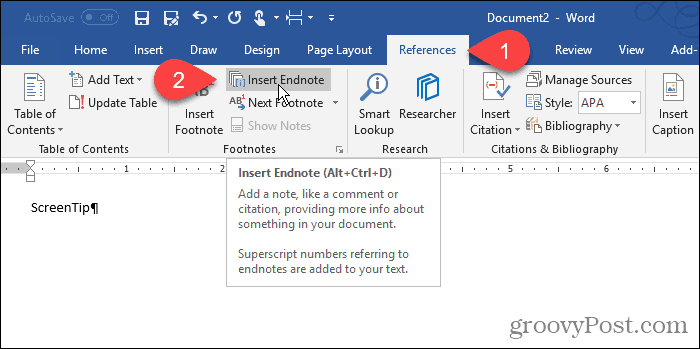 Hvordan jobbe med skjermtips i Microsoft Word