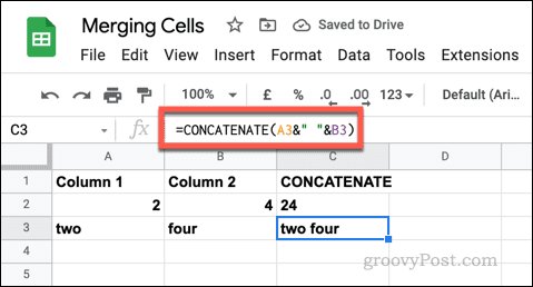 Slik slår du sammen og opphever sammenslåingen av celler i Google Sheets