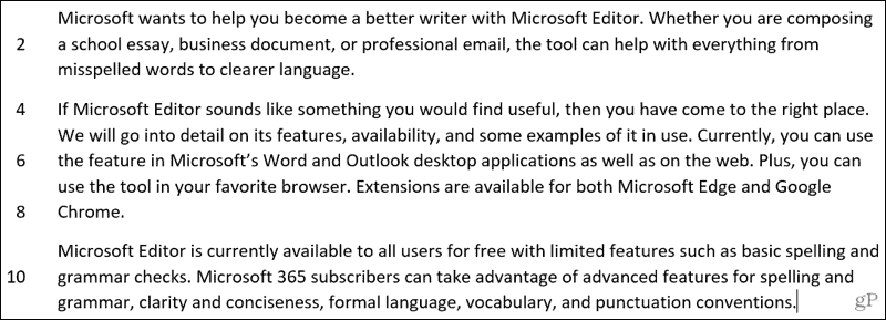 Hvordan aktivere og tilpasse linjenumre i Microsoft Word