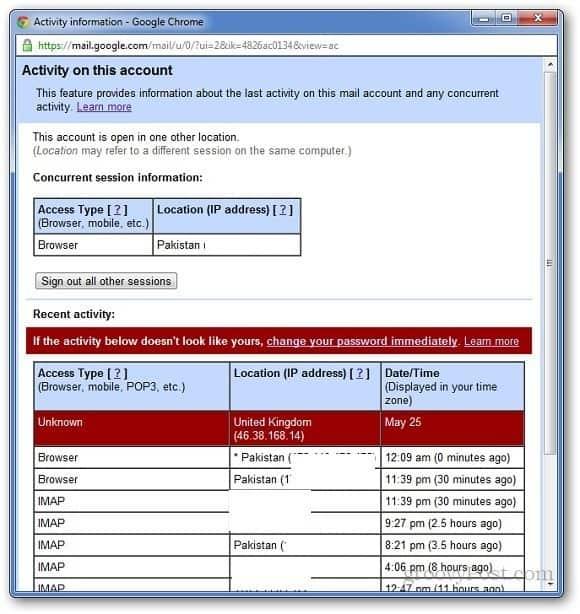 Slik overvåker du påloggingsaktivitet for Gmail-kontoen din