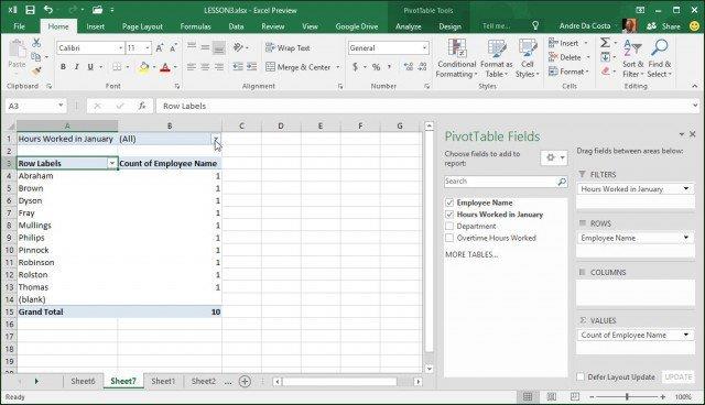 Hvordan lage en pivottabell i Microsft Excel