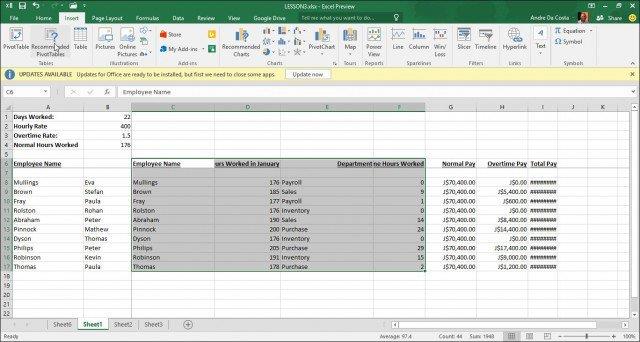 Hvordan lage en pivottabell i Microsft Excel