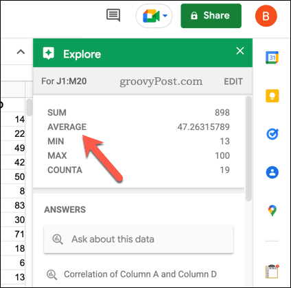 Slik beregner du gjennomsnitt i Google Sheets