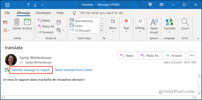 Hur man översätter inkommande e-postmeddelanden i Microsoft Outlook