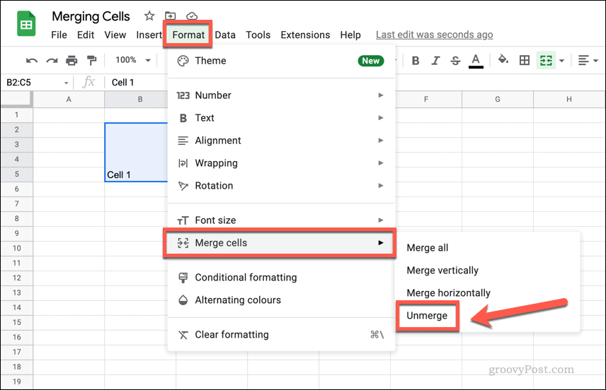 Hur man sammanfogar och tar bort celler i Google Sheets