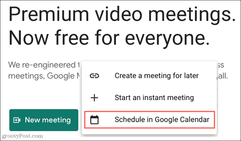 Google Meet online vagy mobilon történő ütemezése