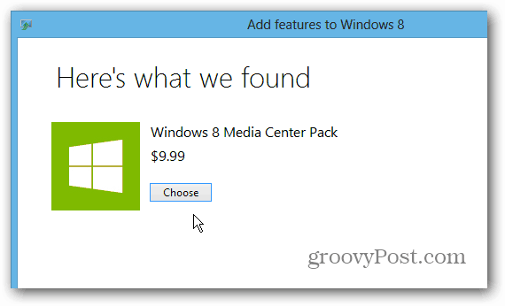 Windows Media Center Packin asentaminen Windows 8 Prohon