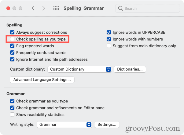 A helyesírás-ellenőrzés kikapcsolása a Microsoft Word programban