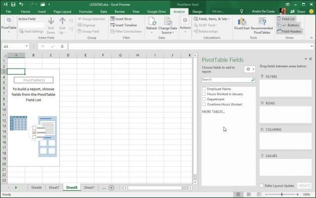 Hur man skapar en pivottabell i Microsft Excel