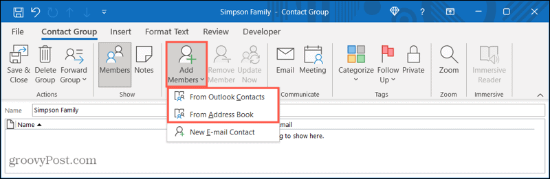 Hur man skapar en kontaktgrupp eller distributionslista i Outlook