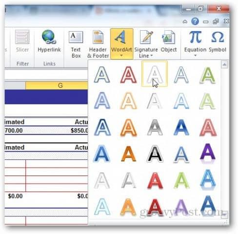 Vesileimojen tekeminen Excel 2010:ssä ja 2013:ssa