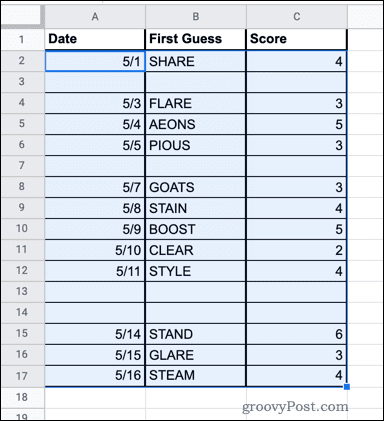 Hur man tar bort tomma rader i Google Sheets