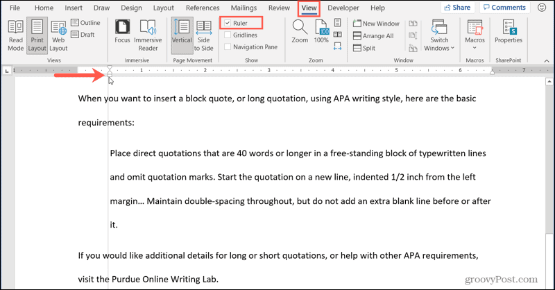 Slik setter du inn et blokksitat i Microsoft Word