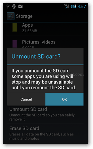 Як відключити SD-карту Android перед її видаленням