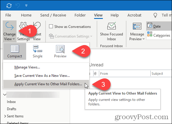 Hur man stänger av läsrutan för alla mappar samtidigt i Outlook