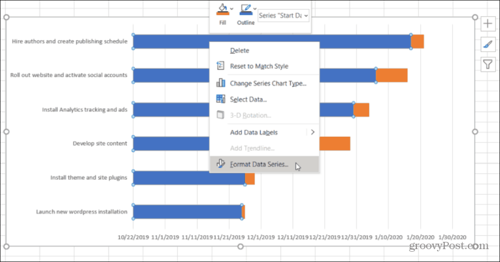 Hvordan lage et Gantt-diagram i Excel