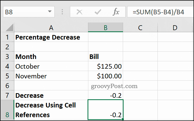 Hvordan beregne prosentvis økning eller reduksjon i Excel