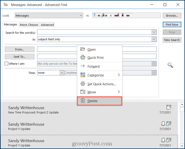 Hogyan kereshet és törölhet e-maileket dátum szerint a Microsoft Outlook programban