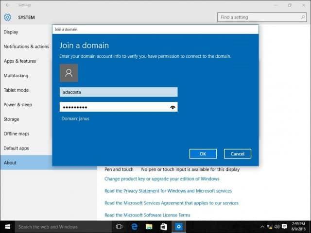 Hvordan koble en Windows 10 PC til et domene