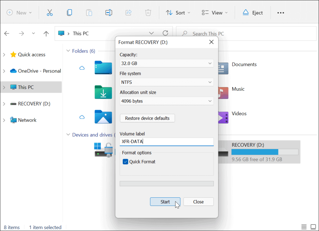 Sådan formateres et drev fra File Explorer på Windows 11