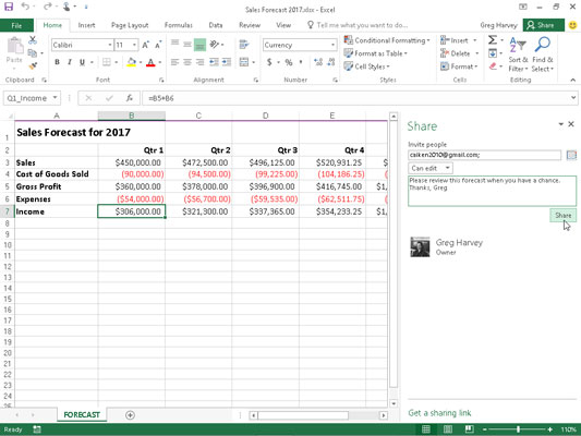 Kaip bendrinti „Excel 2016“ darbaknyges naudojant „OneDrive“.