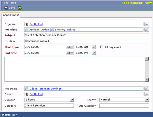 Gestió del calendari a Microsoft CRM