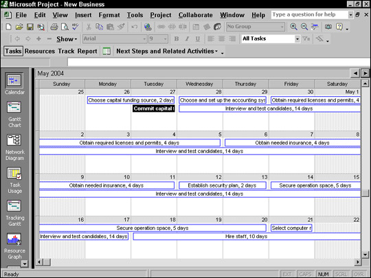 Projektien katselu Microsoft Project 2002:ssa