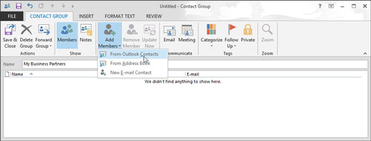 Com crear un grup de contacte a Outlook 2013