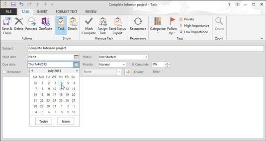 Jak zadávat nové úkoly v modulu Úkoly aplikace Outlook 2013