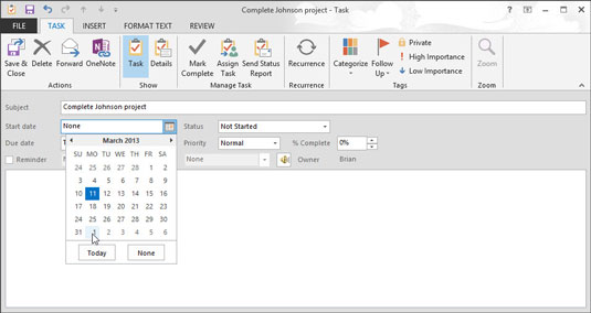 Jak zadávat nové úkoly v modulu Úkoly aplikace Outlook 2013