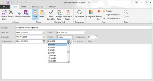 Slik legger du inn nye oppgaver i Outlook 2013-oppgavemodulen