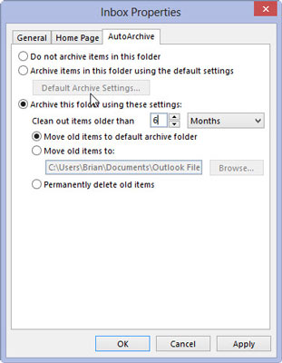 Ορίστε το AutoArchive του Outlook για μεμονωμένους φακέλους