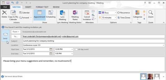 Ihmisten kutsuminen kokouksiin Outlook 2013:ssa