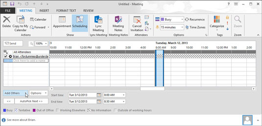 Как да каните хора на срещи в Outlook 2013