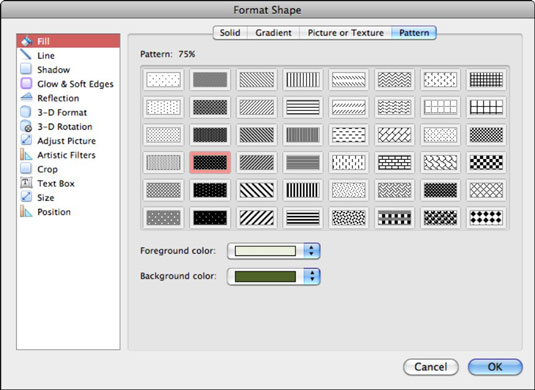 Kujundi täitmine graafikaga rakenduses Office 2011 for Mac