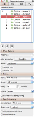 Opsionet e animacionit të efektit të tekstit në PowerPoint 2011 për Mac