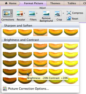 Office 2011 for Mac: Valintanauhan käyttäminen kuvien korjaamiseen