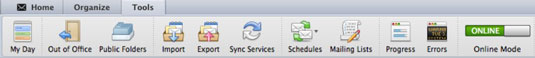 Πλοήγηση στην καρτέλα Εργαλεία του Outlook στο Office 2011 για Mac