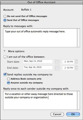 Navegant per la pestanya Eines d'Outlook a Office 2011 per a Mac