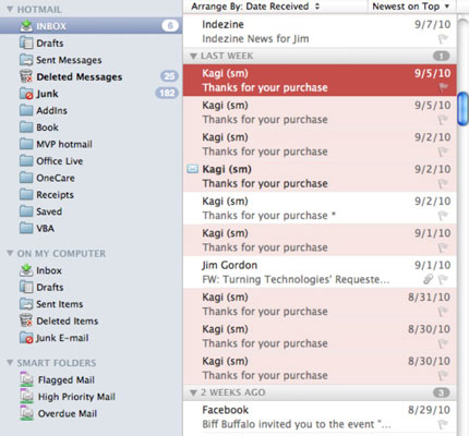 Treballant a la vista de correu d'Outlook a Office 2011 per a Mac