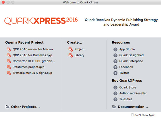 Öppna projekt i QuarkXPress