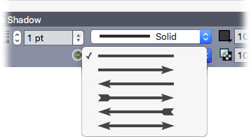 Linijų ir rodyklių kūrimas „QuarkXPress“.